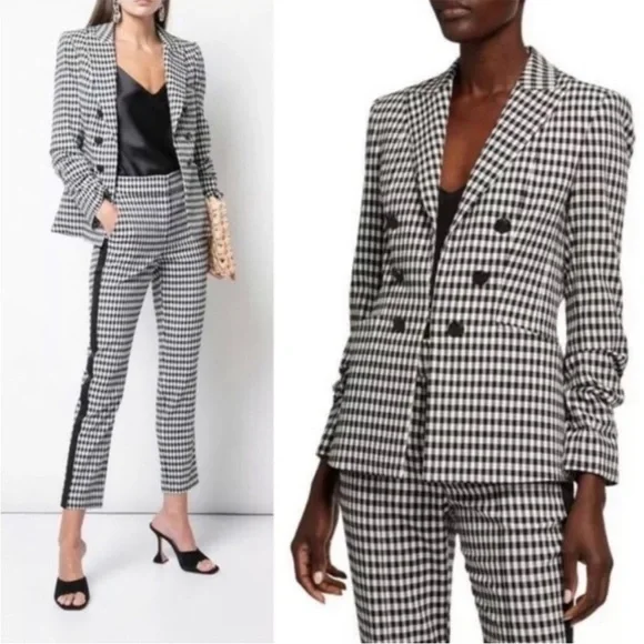 Veronica Beard Caldwell Dickey Blazer Gingham Black White NWT